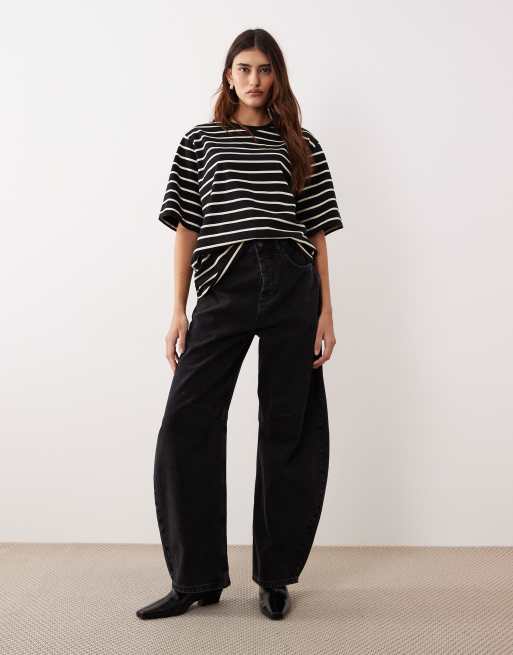 ARRANGE – Schweres, hochwertiges Oversize-T-Shirt in Schwarz mit Streifen, 2 von 4