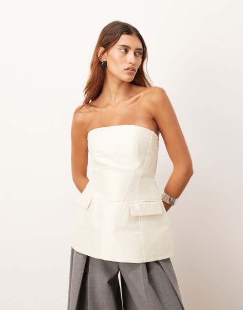 ARRANGE sculpted bandeau top in ivory - view 1