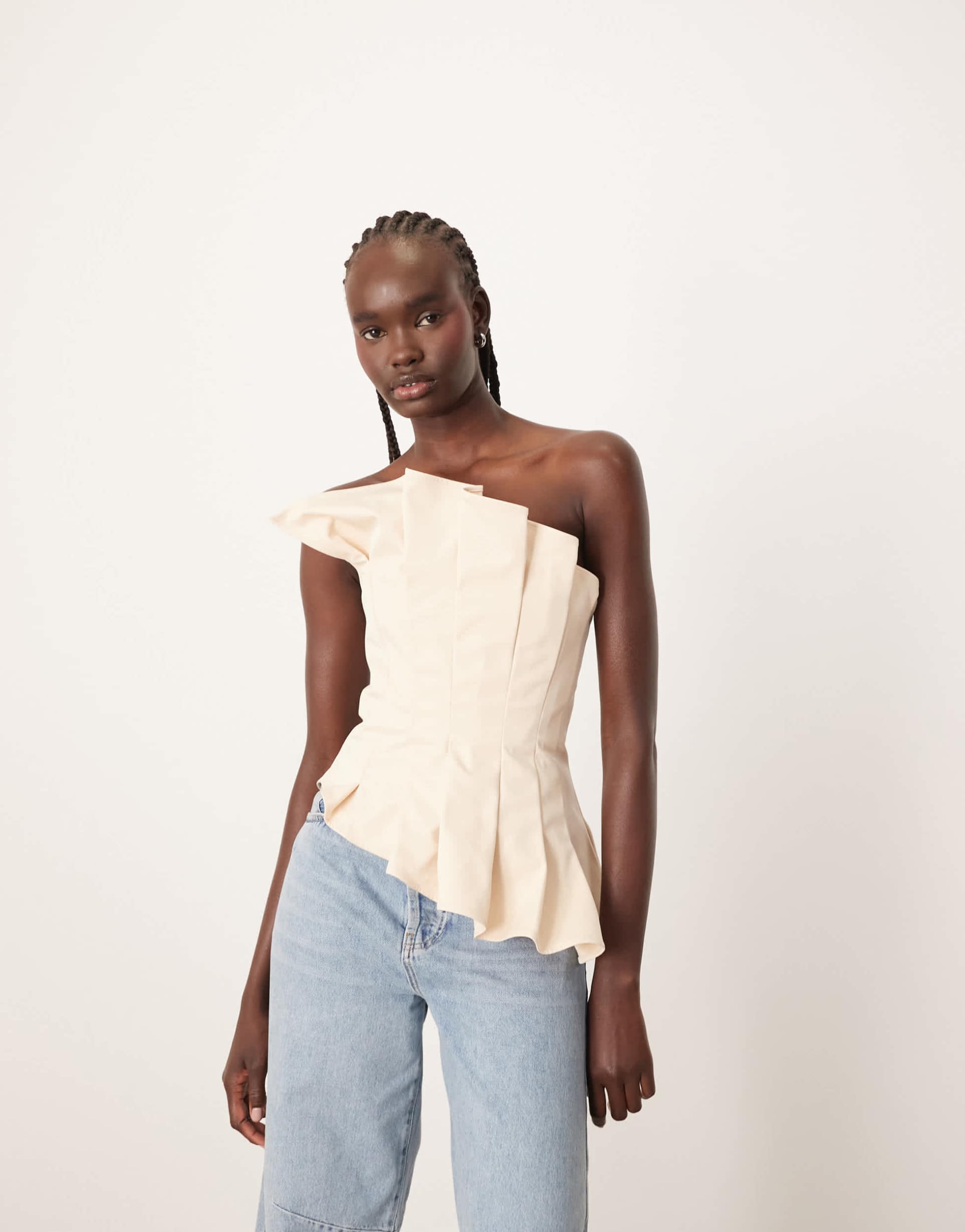 arrange sculpted bandeau top in off white