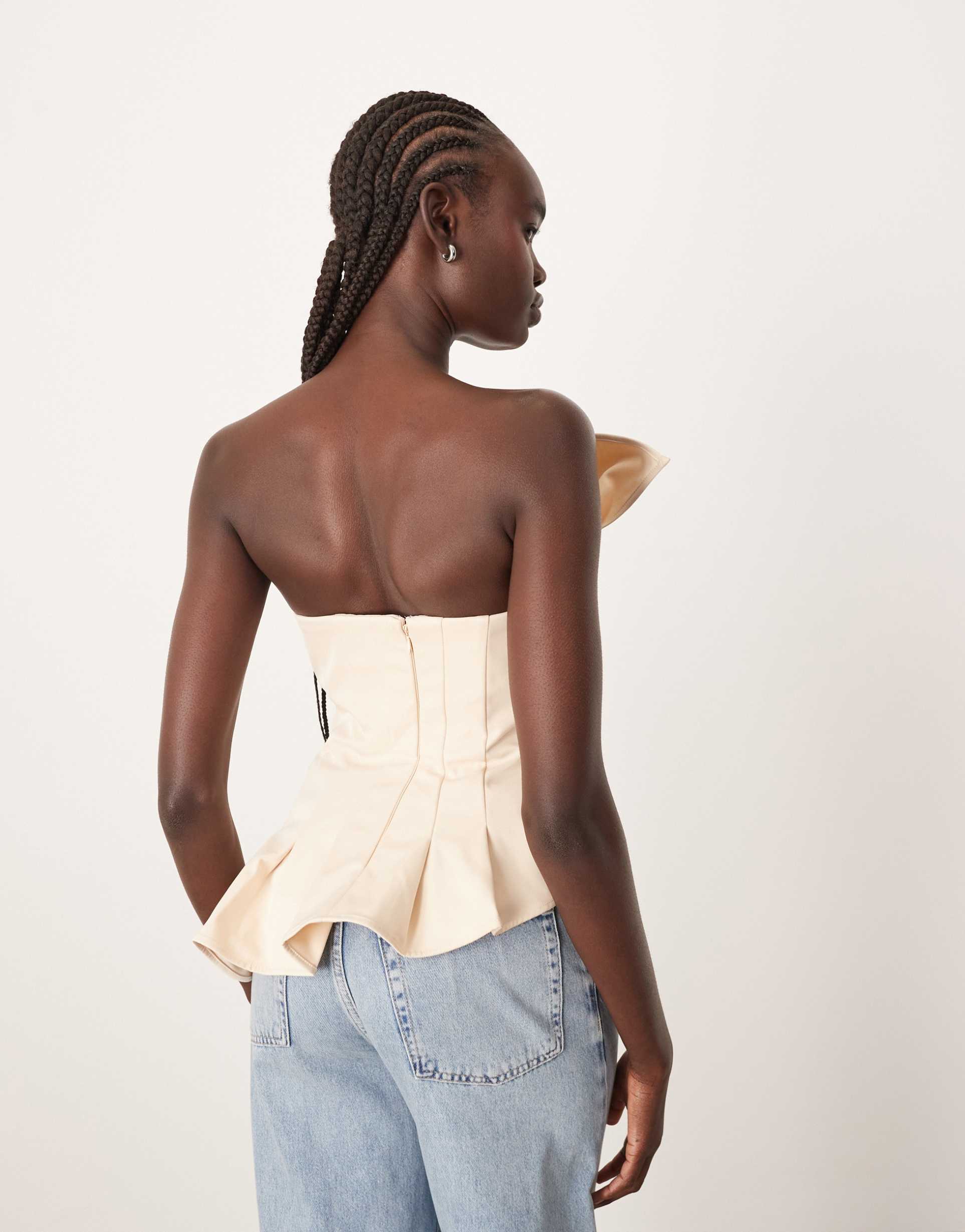 arrange sculpted bandeau top in off white