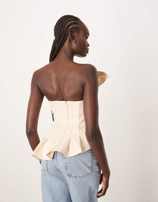 ARRANGE sculpted bandeau top in off white