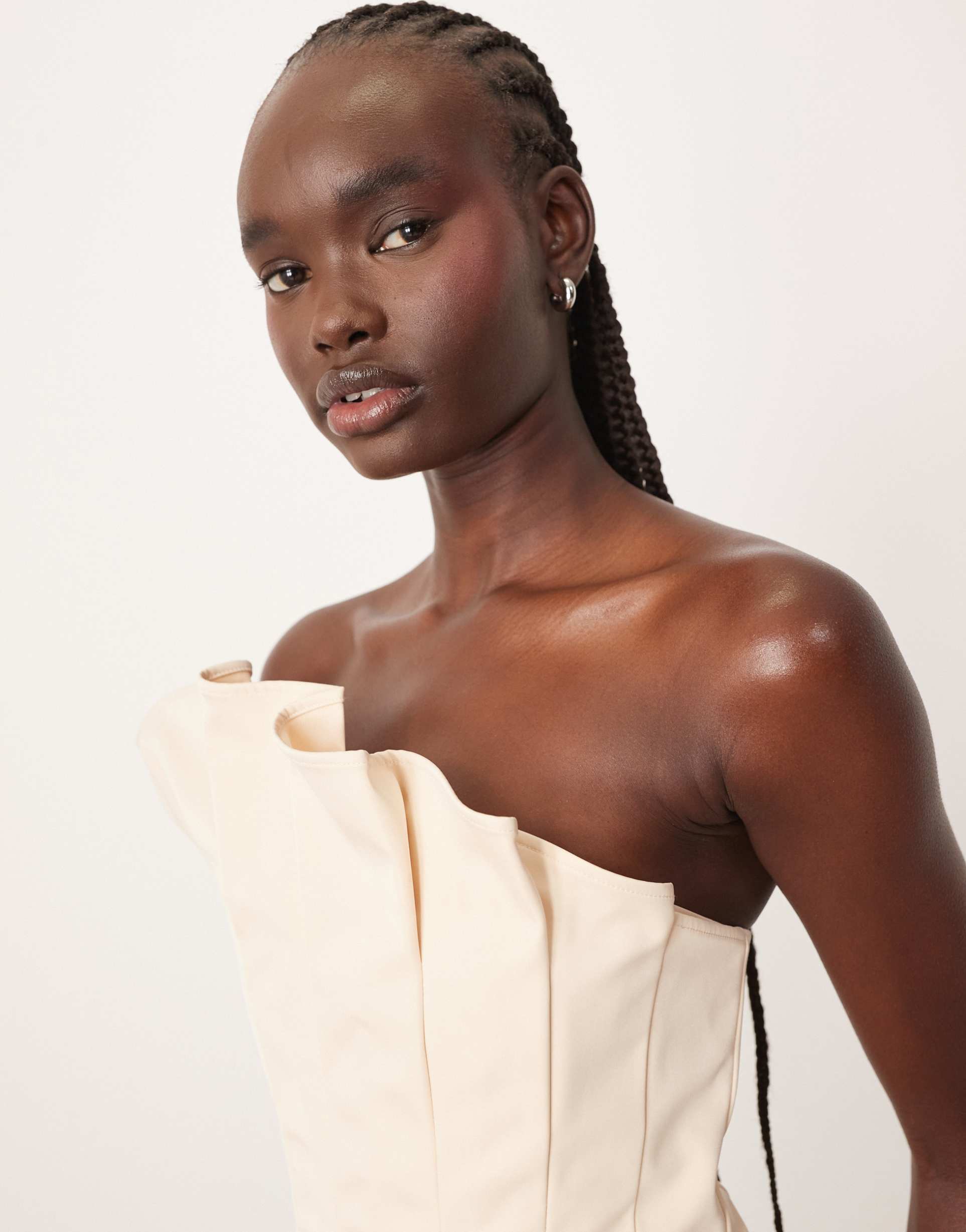 arrange sculpted bandeau top in off white