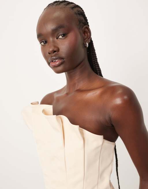 ARRANGE sculpted bandeau top in off white
