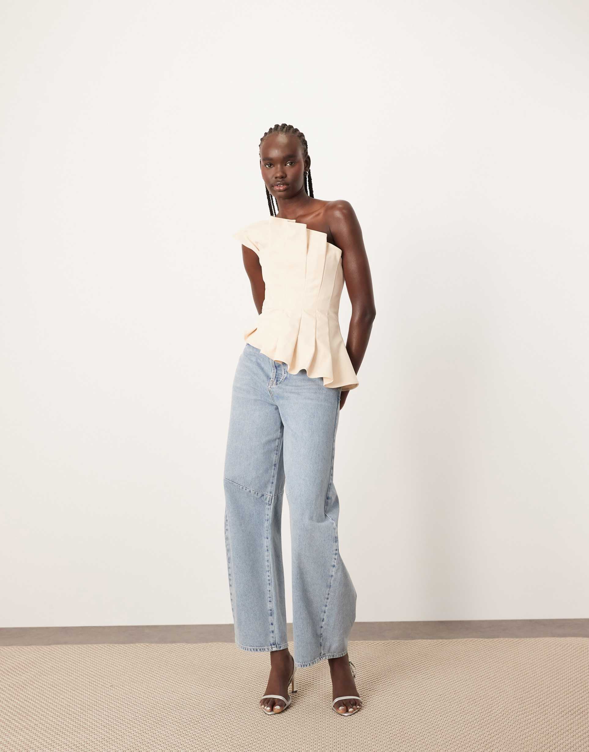 arrange sculpted bandeau top in off white