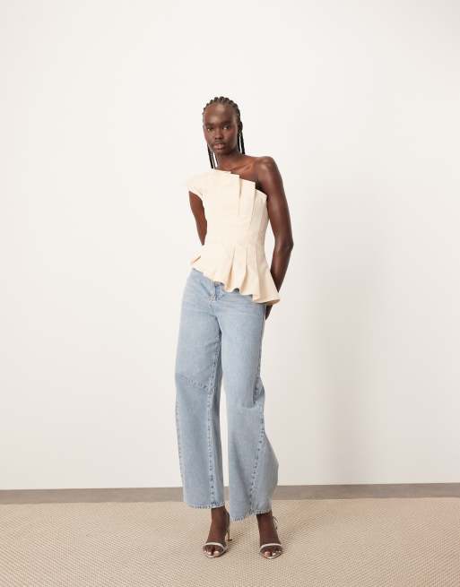 ARRANGE sculpted bandeau top in off white