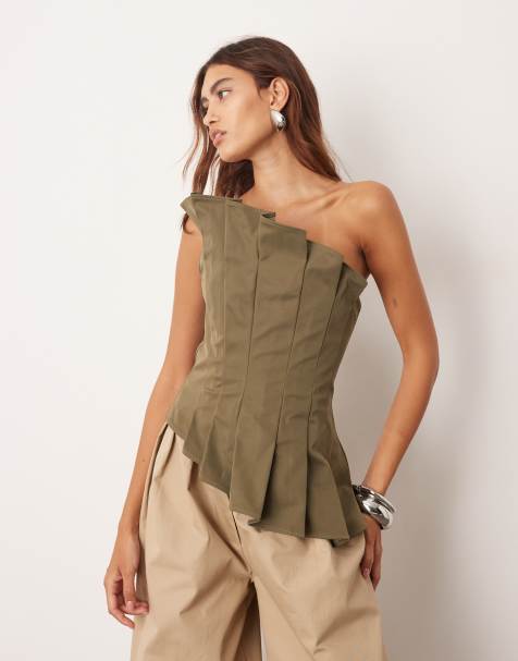 ARRANGE sculpted bandeau top in olive - view 1