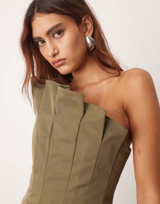 ARRANGE sculpted bandeau top in olive