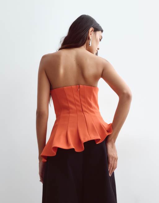 ARRANGE sculpted bandeau top in red, 3 of 4