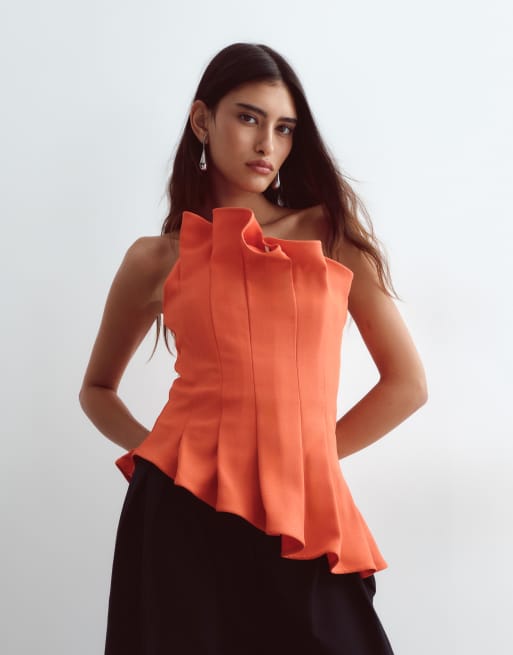 ARRANGE sculpted bandeau top in red, 4 of 4