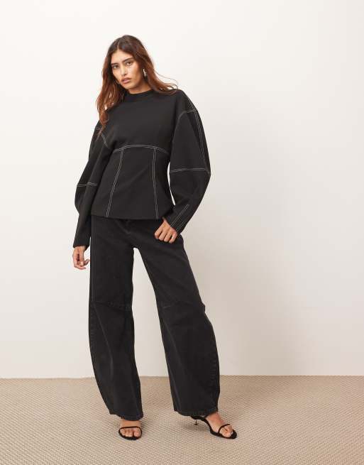 ARRANGE sculpted top with contrast stitch in black, 2 of 4