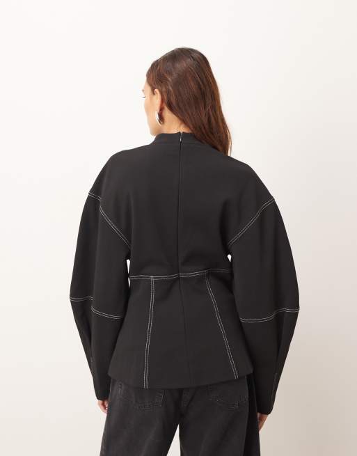 ARRANGE sculpted top with contrast stitch in black, 4 of 4