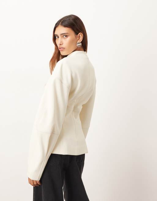 ARRANGE sculpted top with contrast stitch in white, 4 of 4