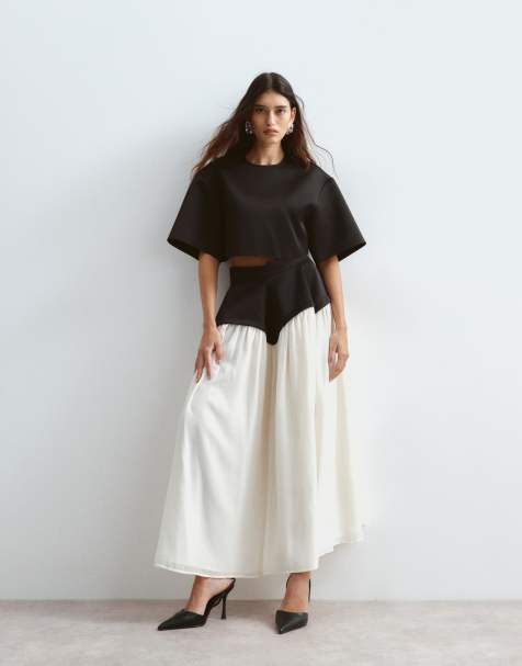 ARRANGE sculpted waist full midi skirt in black (part of a set) - view 1