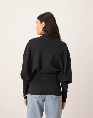 Arrange Sculptural Jersey Longline Top In Black