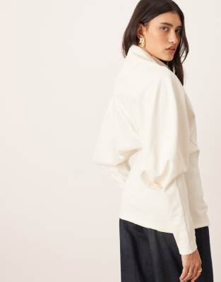 Arrange Sculptural Jersey Longline Top In White