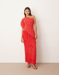 [ARRANGE] ARRANGE sculptural one shoulder texture hybrid maxi dress in red 8 Red