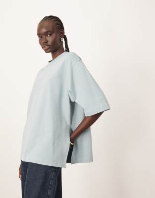 ARRANGE seam detail heavy weight oversized t-shirt in blue - view 1