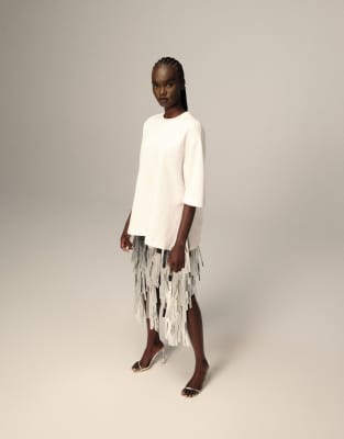 seam detail heavy weight oversized T-shirt in white