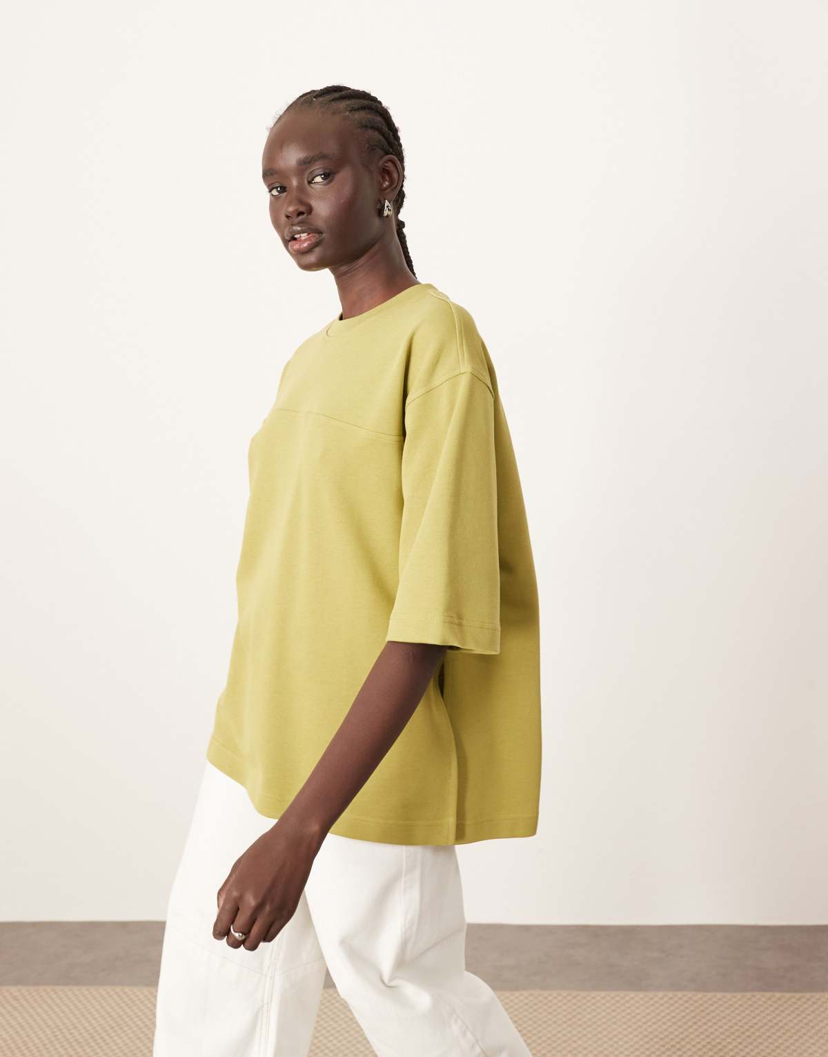 ARRANGE seam detail heavy weight oversized tshirt&nbsp;in olive green
