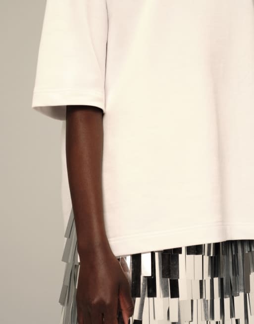 ARRANGE seam detail heavy weight oversized T-shirt in white