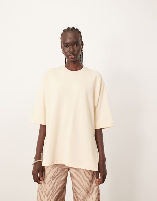 ARRANGE seam detail heavyweight oversized tshirt in ecru