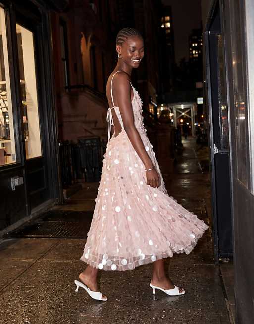 pink midi cocktail dress Women's Tie It Up Pretty Floral Bow Strap | Size: S Get ready to dazzle in our Pink Off the Shoulder A LaDivine BD7027 Fitted Long Midi