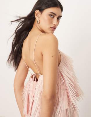 ARRANGE SHARD SEQUIN LAYERED TRAPEZE CAMI MAXI DRESS