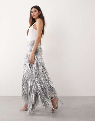 ARRANGE shard sequin maxi skirt in silver