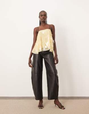 Arrange Shard Sequin Top With Contrast Straps In Yellow