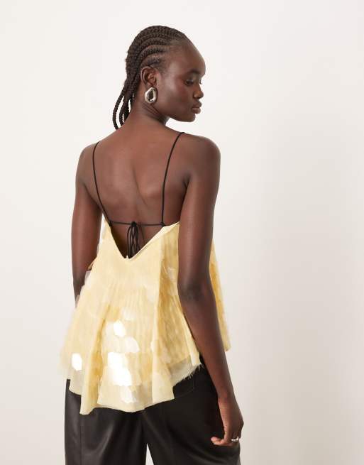 ARRANGE shard sequin top with contrast straps in buttermilk, 3 of 4