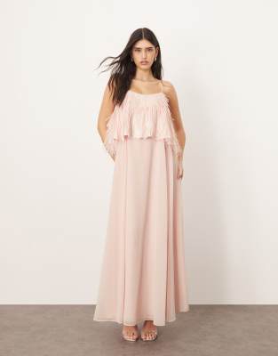 ARRANGE - Shard - Trapezförmiges Camisole-Maxikleid in Hellrosa mit Paillettenlage