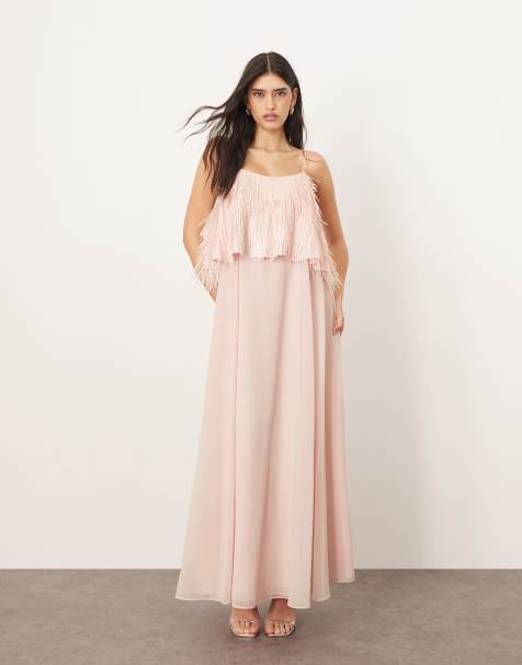ARRANGE – Shard – Trapezförmiges Camisole-Maxikleid in Hellrosa mit Paillettenlage - view 1