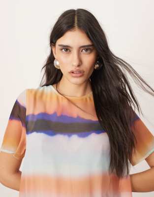 Arrange Sheer Chiffon Drop Waist Maxi T-shirt Dress In Multi