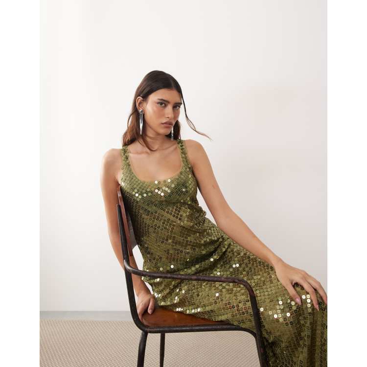 green and gold sequin dress Primavera 4519 Size 6 Teal Gold Beaded Sequin Prom Dress Slit Corset