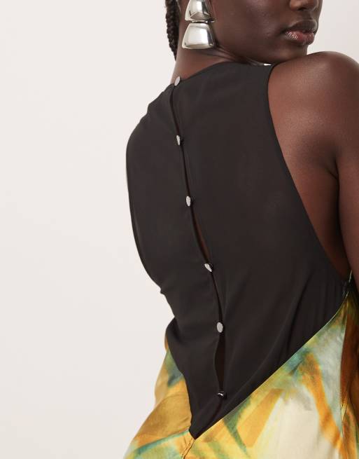ARRANGE sheer paneled bias cut maxi dress in marble print, 3 of 4