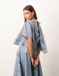 [ARRANGE] ARRANGE short sleeve seam detail top in mid blue wash (part of a set) 16 90s lightwash blue