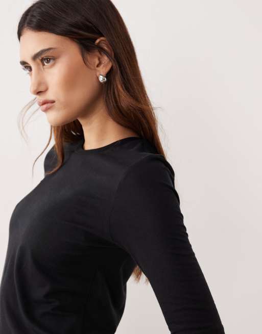 ARRANGE - Slim-fit T-shirt met halve mouwen in zwart, 3 van 4