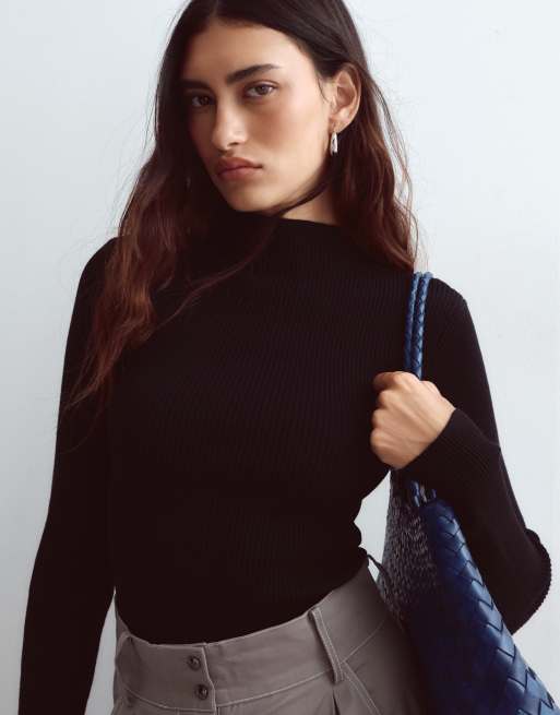 ARRANGE soft knit long sleeve bodysuit in black, 4 of 4