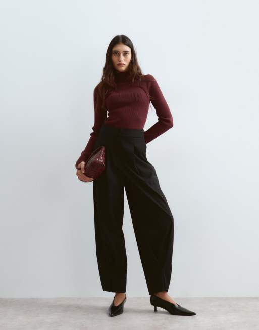ARRANGE soft knit long sleeve bodysuit in burgundy, 3 of 4