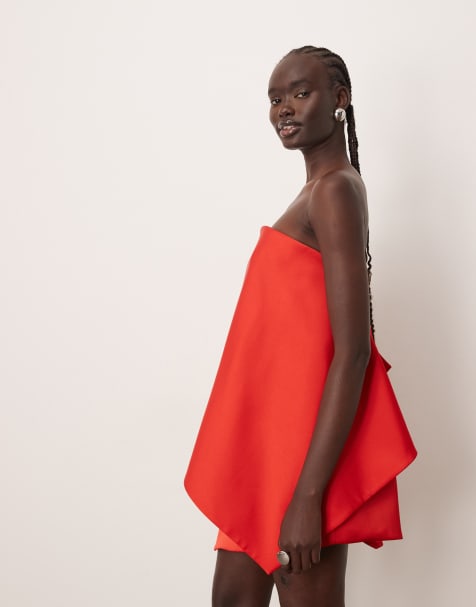 ARRANGE square cut bandeau mini dress in orange - view 1