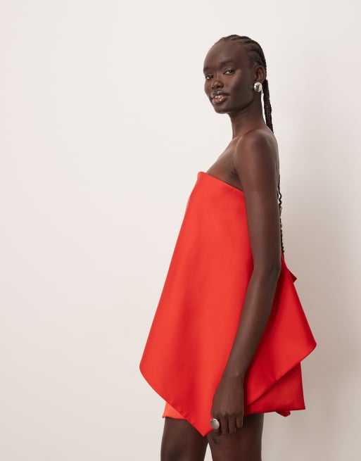 ARRANGE square cut bandeau mini dress in orange