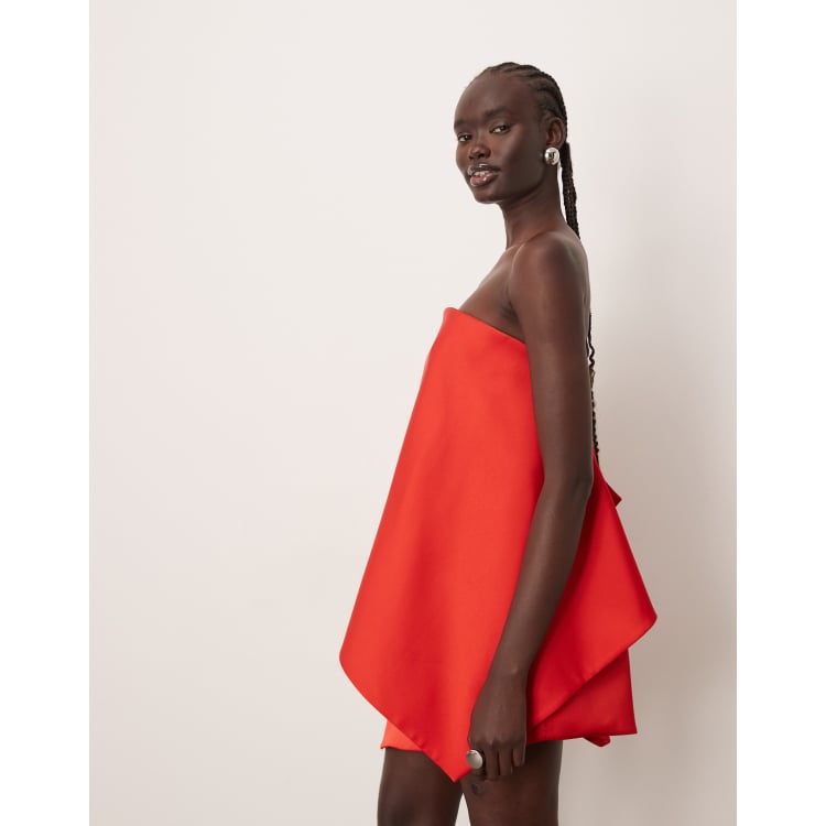 strapless open back dress Red Strapless Mini Dress
