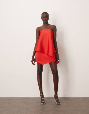 Arrange Square Cut Bandeau Mini Dress In Orange