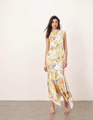 ARRANGE SQUARE CUT SLIP MIDI DRESS WITH BACK TRIM DETAIL 