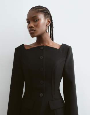 Arrange Square Neck Tailored Blazer In Black