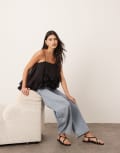 [ARRANGE] ARRANGE strappy puff volume top in black 16 Black