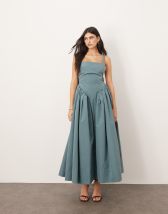 ARRANGE super full trapeze cami godet maxi dress in chartreuse