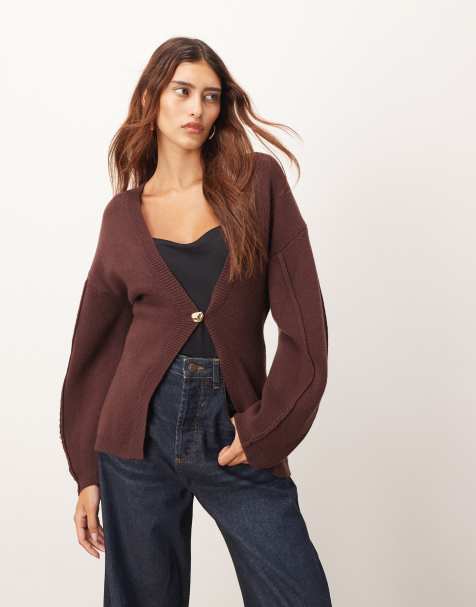 ARRANGE – Strickjacke in Burgunderrot mit ovalen Ärmeln und geformter Taille - view 1