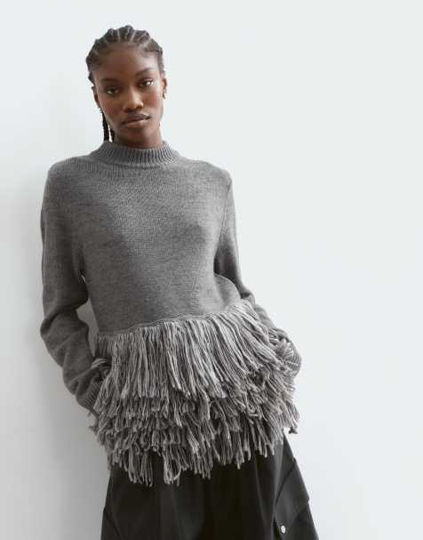 ARRANGE Strickpullover mit Fransensaum in Grau - view 1