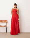 [ARRANGE] ARRANGE structured bandeau maxi dress with voluminous skirt in red 18 RED